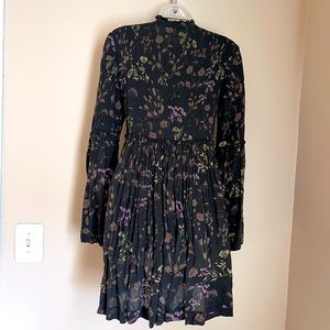 NEW Free People Floral High Neck Bell Sleeve Stevie Nicks Goth Dress M